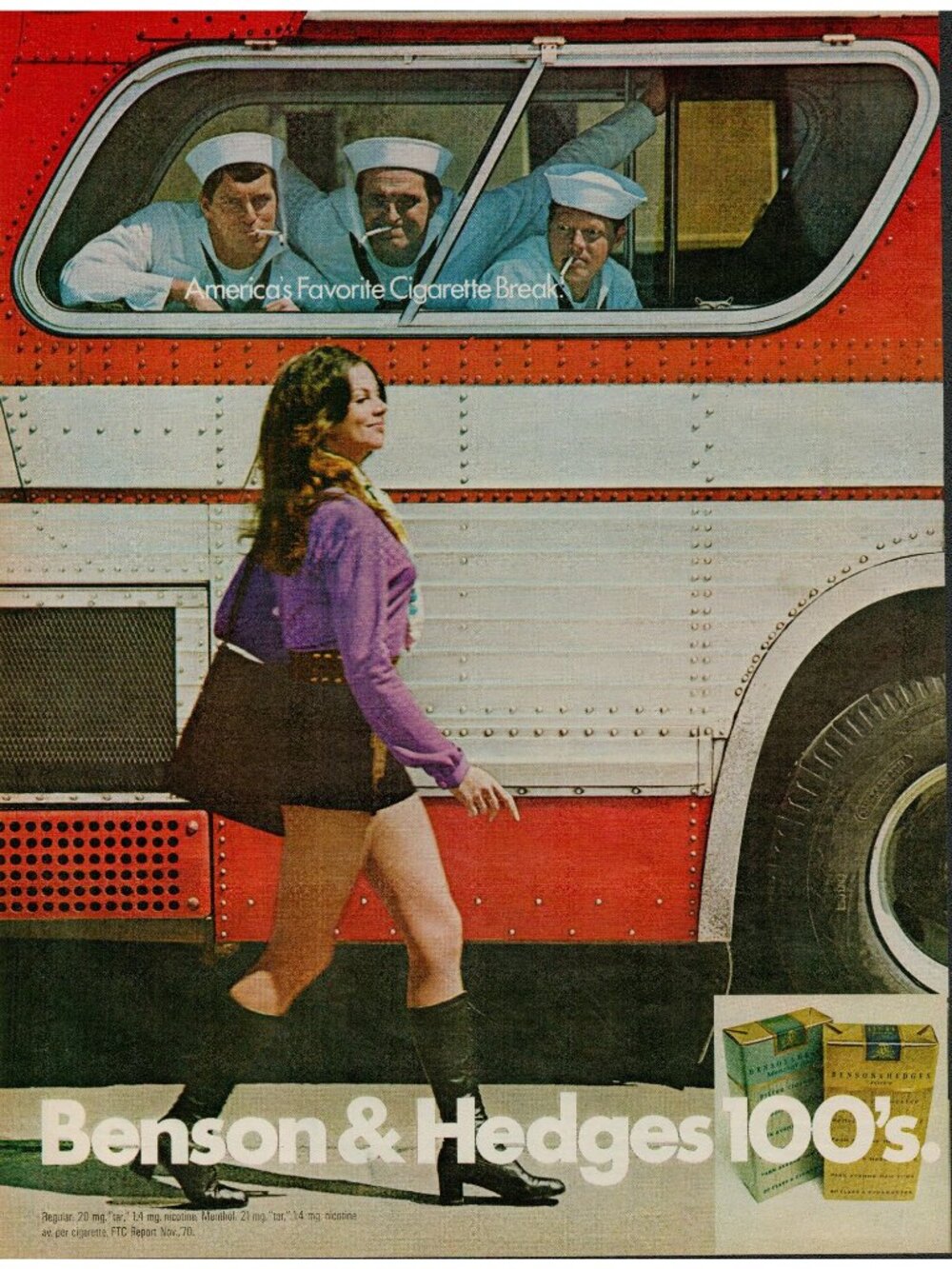 1971 Benson & Hedges 100's Cigarettes Vintage Print Ad (L3)